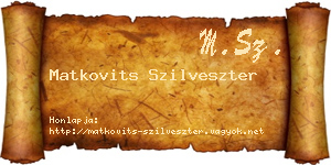 Matkovits Szilveszter névjegykártya